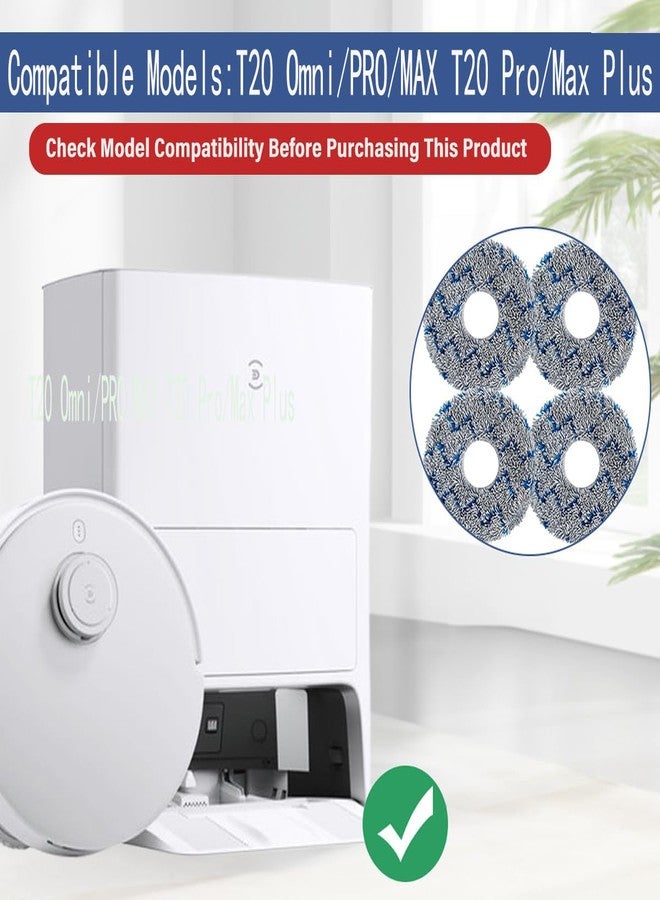 فيريلوكس مجموعة قطع غيار Verilux® المكونة من 4 قطع قماش ممسحة لأجهزة التنظيف الروبوتية ECOVACS DEEBOT T20 Omni/PRO/MAX و T20 Pro/Max Plus، طقم ملحقات للمكنسة الكهربائية الروبوتية، قطع غيار - أدوات تنظيف - Image 2